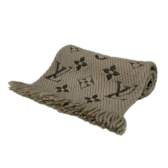 Auth LOUIS VUITTON - 413287 Gray Dark Gray Scarf Wool Silk - Picture 1 of 10